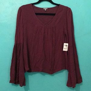 Bell-Sleeve Purple Boho Top